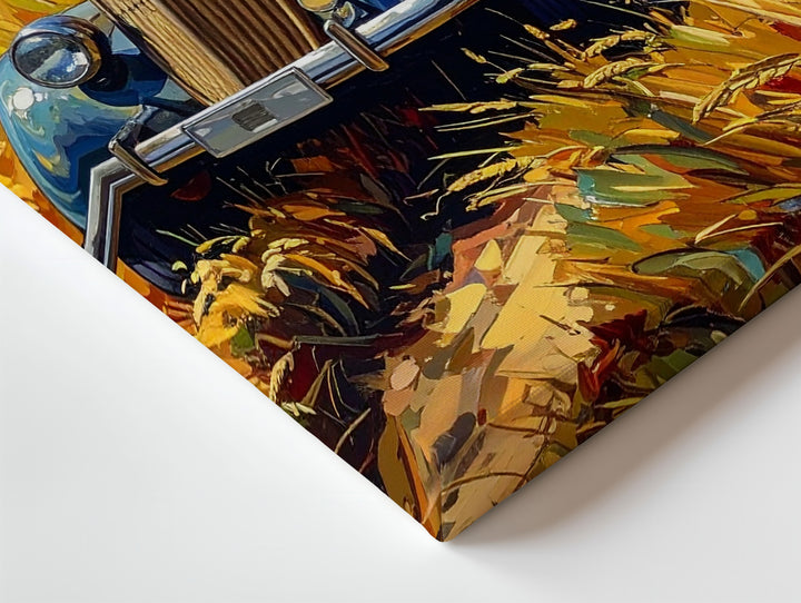 Wheatfield Mercedes Canvas – Van Gogh-Inspired Vintage Car Art - Gifitto
