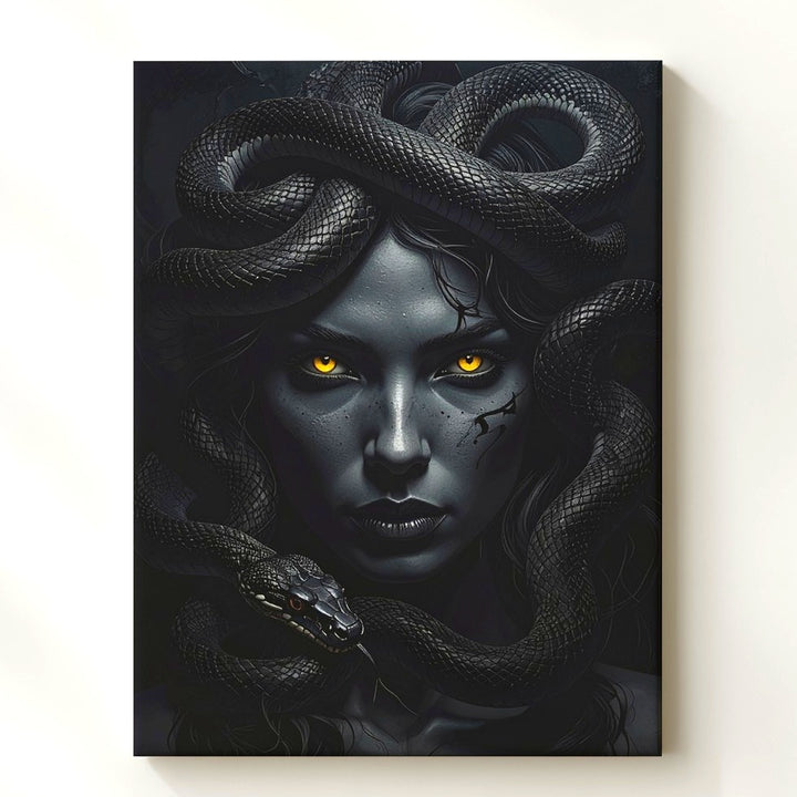 Shadow Medusa Canvas – Mysterious Woman with Glowing Eyes and Serpent Hair - Gifitto