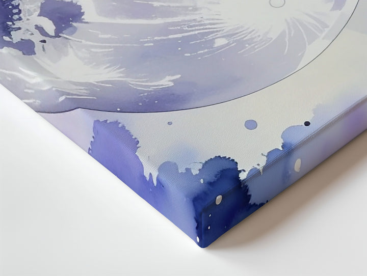 Mystical Full Moon Canvas – Dreamy Watercolor Night Sky with Stars & Clouds - Gifitto