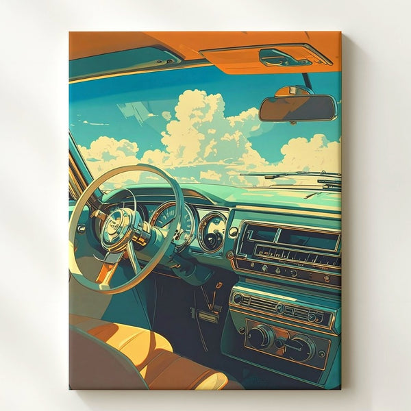 Retro Dashboard Daydream Canvas – Classic Convertible Interior Art - Gifitto
