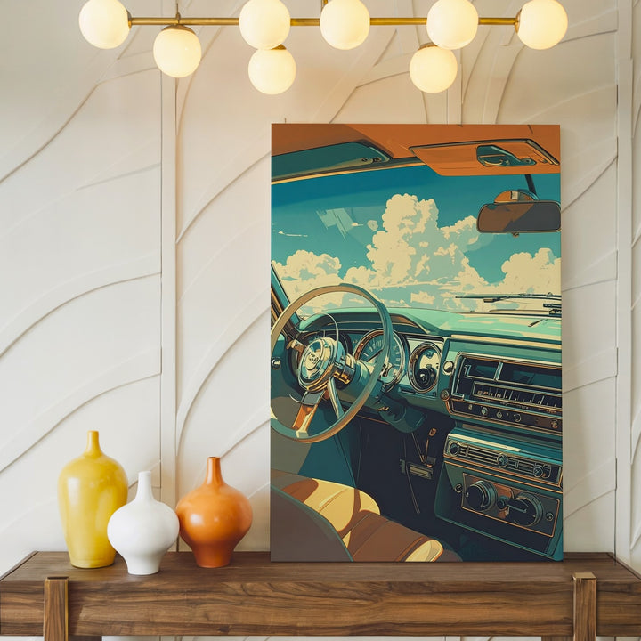 Retro Dashboard Daydream Canvas – Classic Convertible Interior Art - Gifitto