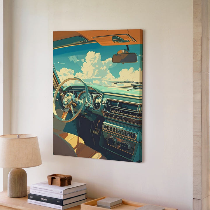 Retro Dashboard Daydream Canvas – Classic Convertible Interior Art - Gifitto