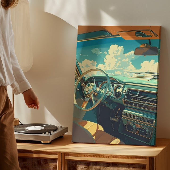 Retro Dashboard Daydream Canvas – Classic Convertible Interior Art - Gifitto