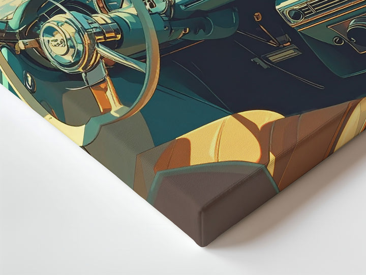 Retro Dashboard Daydream Canvas – Classic Convertible Interior Art - Gifitto