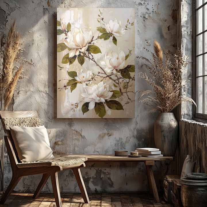 Elegant Magnolia Blossom Canvas – Timeless Floral Art - Gifitto