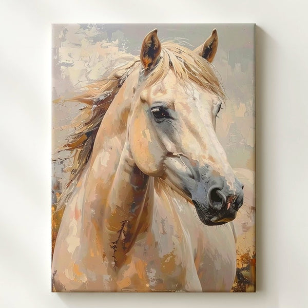 Whispered Light Canvas – Soft Impressionist Portrait of Cream Horse - Gifitto