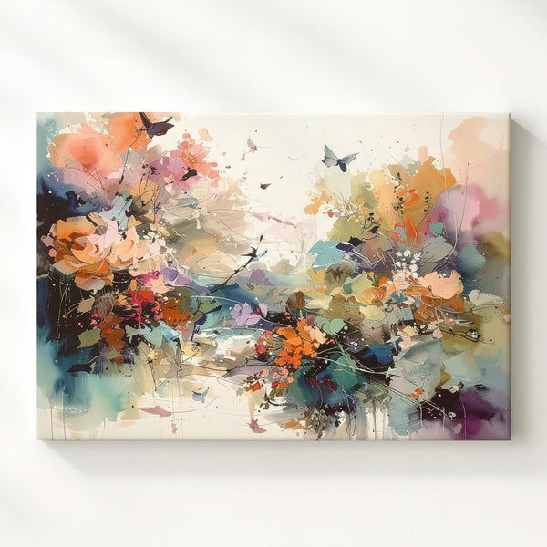 Dreamscape Garden Abstract Canvas – Whimsical Floral Watercolor Art - Gifitto