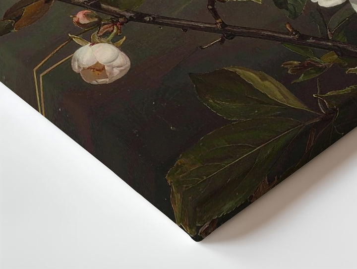 Midnight Bloom Canvas – Dark Botanical Wall Art with White Flowers - Gifitto