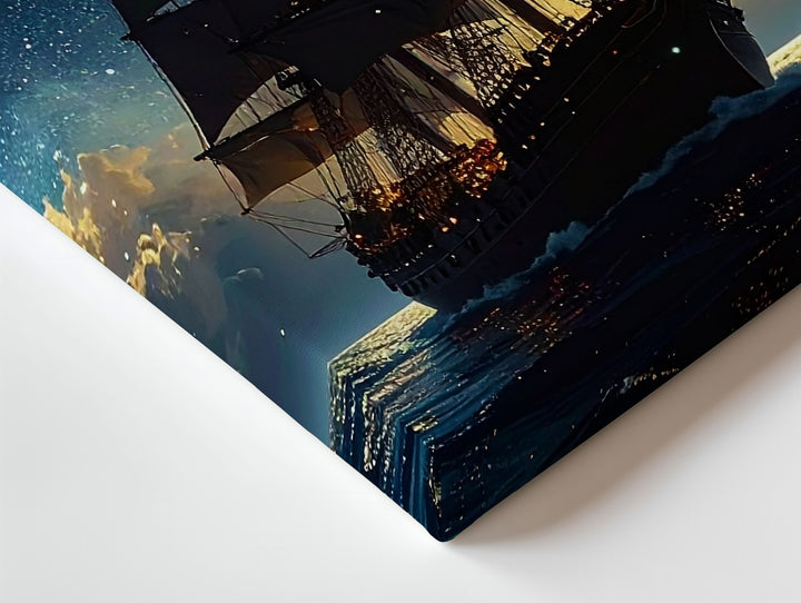 Starlit Voyage Canvas – Celestial Tall Ship Sailing Through the Cosmic Sea - Gifitto