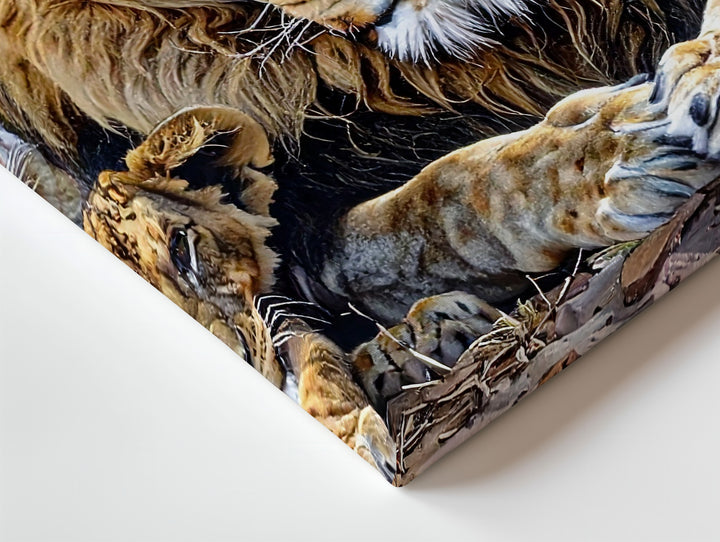 Lion Family Canvas – Majestic Wildlife Portrait of Love & Protection - Gifitto