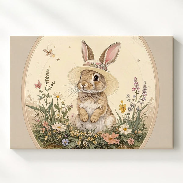 Minimalist Rabbit Floral Canvas – Sweet Spring Wall Art - Gifitto