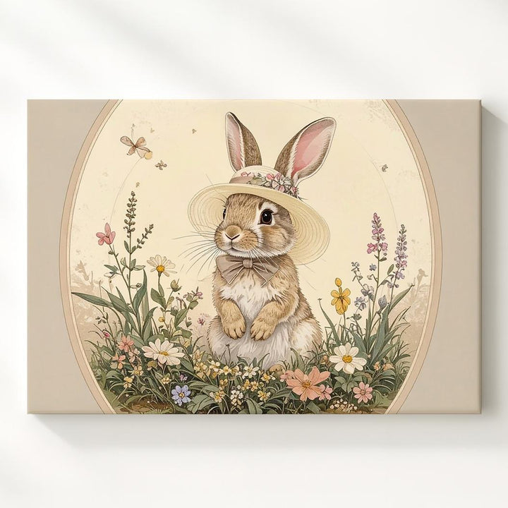 Minimalist Rabbit Floral Canvas – Sweet Spring Wall Art - Gifitto