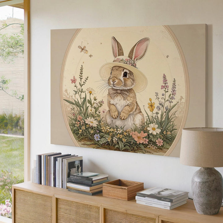 Minimalist Rabbit Floral Canvas – Sweet Spring Wall Art - Gifitto
