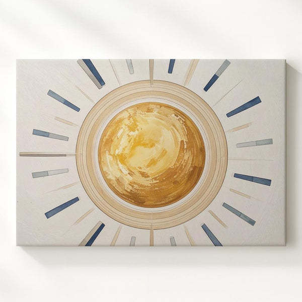 Stylized Sun with Radiating Sunbeams Canvas – Modern Nursery Wall Art - Gifitto