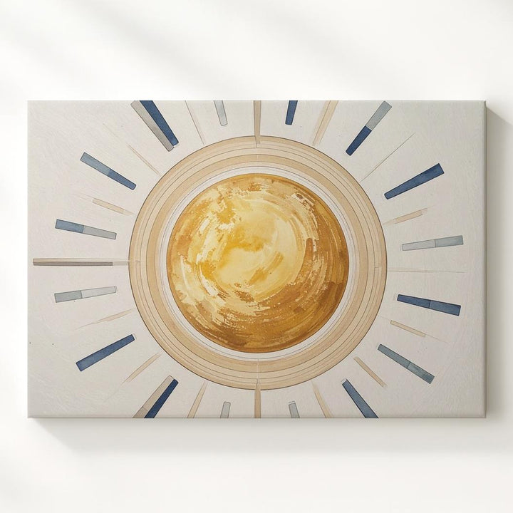 Stylized Sun with Radiating Sunbeams Canvas – Modern Nursery Wall Art - Gifitto