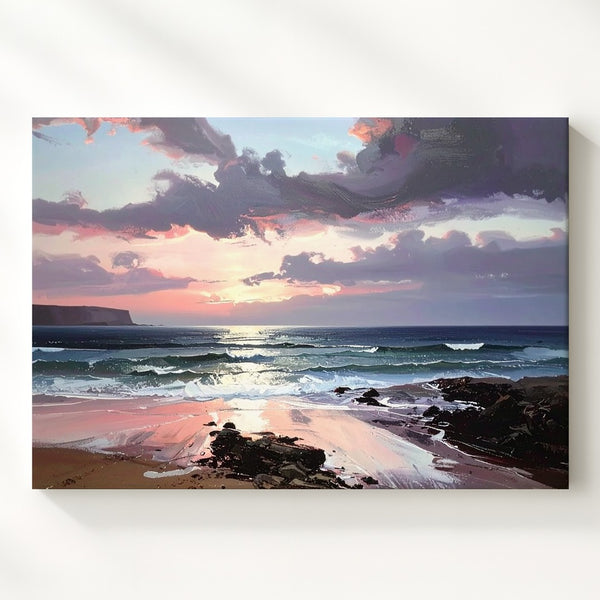 Soft Horizon Seascape Canvas – Tranquil Sunset Shoreline Wall Art - Gifitto