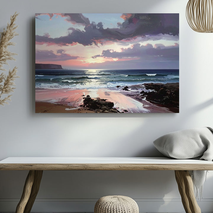 Soft Horizon Seascape Canvas – Tranquil Sunset Shoreline Wall Art - Gifitto