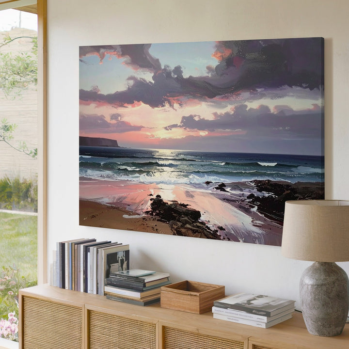 Soft Horizon Seascape Canvas – Tranquil Sunset Shoreline Wall Art - Gifitto