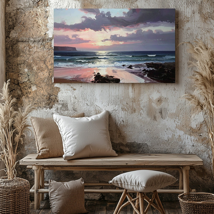 Soft Horizon Seascape Canvas – Tranquil Sunset Shoreline Wall Art - Gifitto
