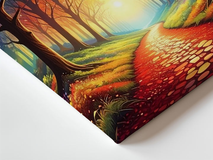 Rainbow Forest Portal Canvas – Dreamlike Path to the Stars Wall Art - Gifitto