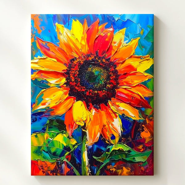 Bold Sunflower Impasto Canvas – Abstract Expressionist Floral Art - Gifitto