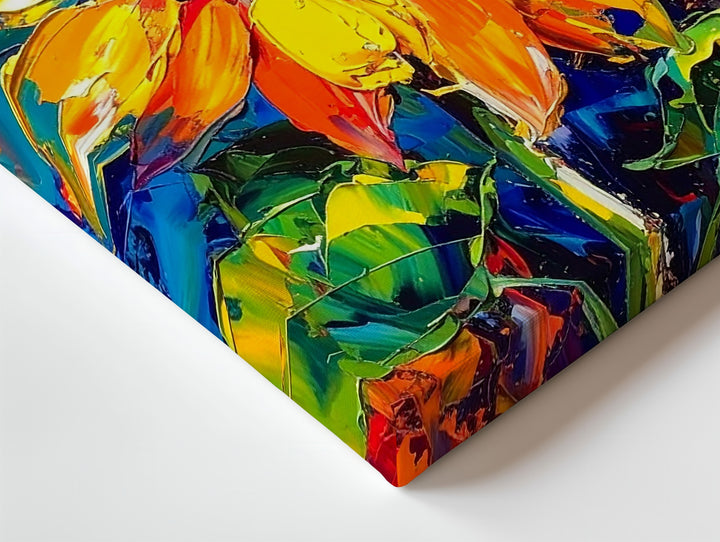 Bold Sunflower Impasto Canvas – Abstract Expressionist Floral Art - Gifitto