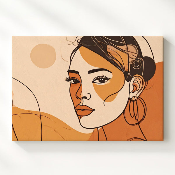 Bold Femme Portrait Canvas – Abstract Female Face with Geometric Color Blocks - Gifitto