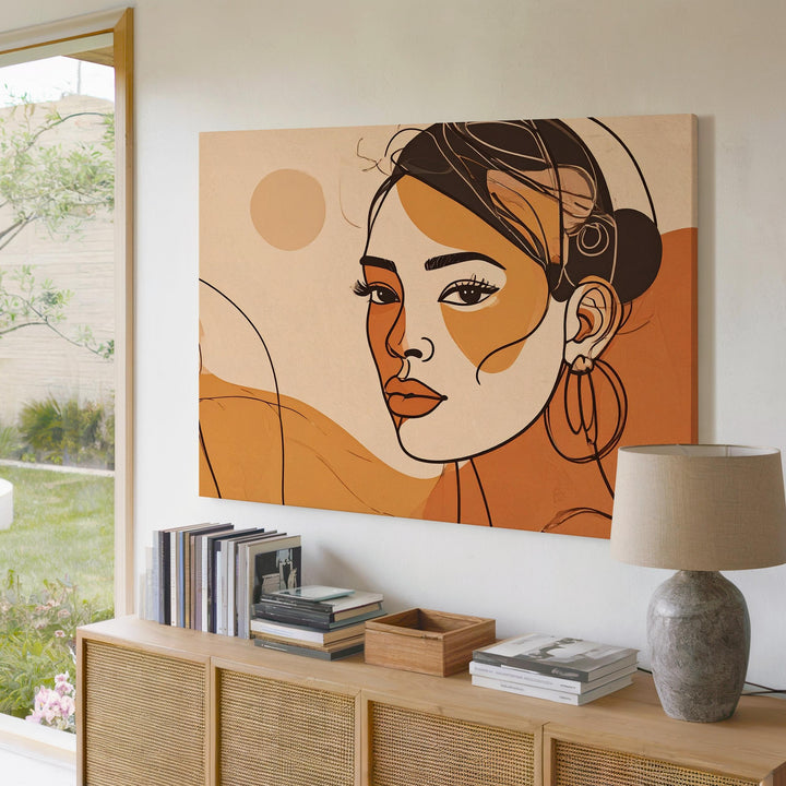 Bold Femme Portrait Canvas – Abstract Female Face with Geometric Color Blocks - Gifitto