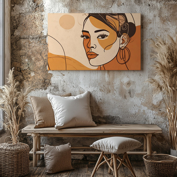 Bold Femme Portrait Canvas – Abstract Female Face with Geometric Color Blocks - Gifitto