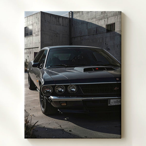 Urban Beast Canvas – Black Dodge Challenger Muscle Car Alley Scene - Gifitto