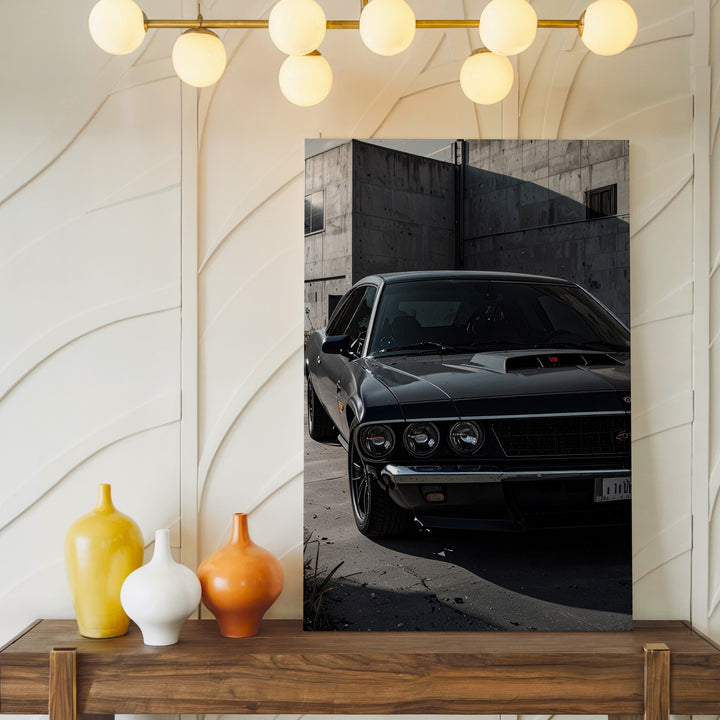 Urban Beast Canvas – Black Dodge Challenger Muscle Car Alley Scene - Gifitto