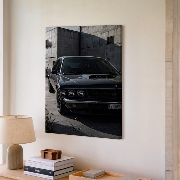 Urban Beast Canvas – Black Dodge Challenger Muscle Car Alley Scene - Gifitto
