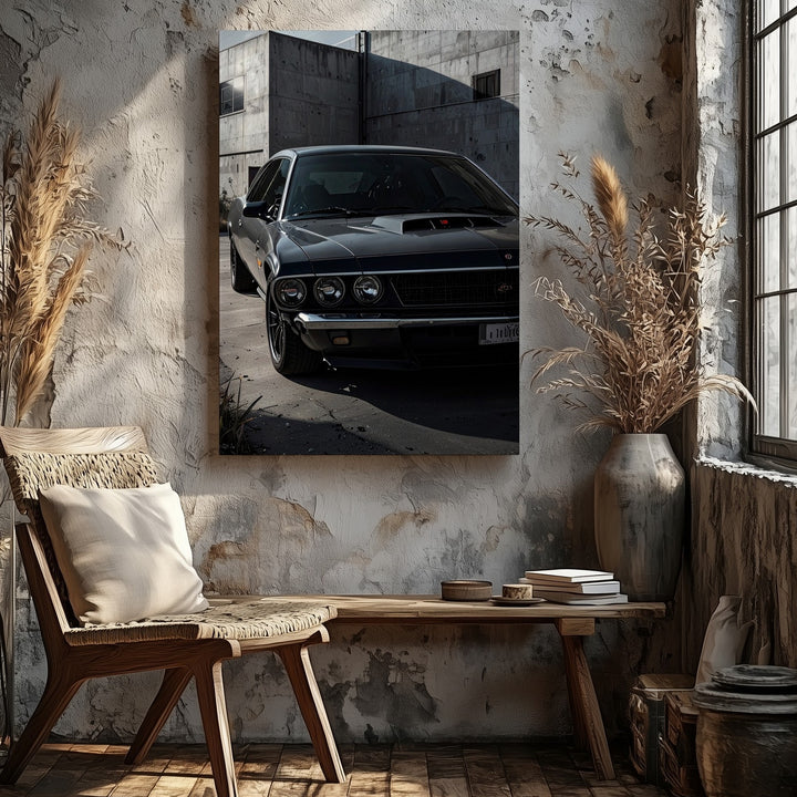 Urban Beast Canvas – Black Dodge Challenger Muscle Car Alley Scene - Gifitto