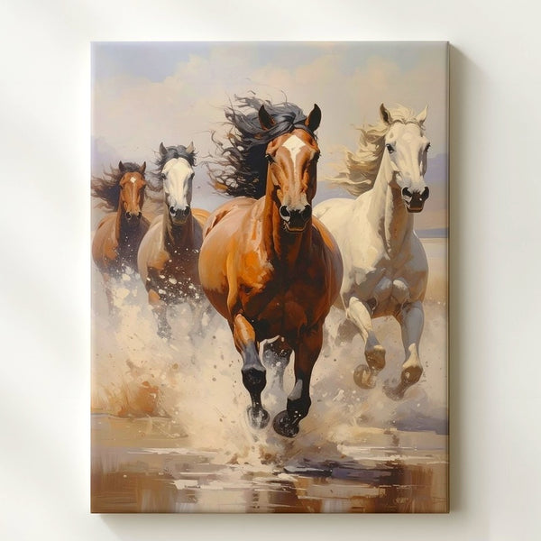 Wild Charge Canvas – Dynamic Herd of Horses in Motion - Gifitto