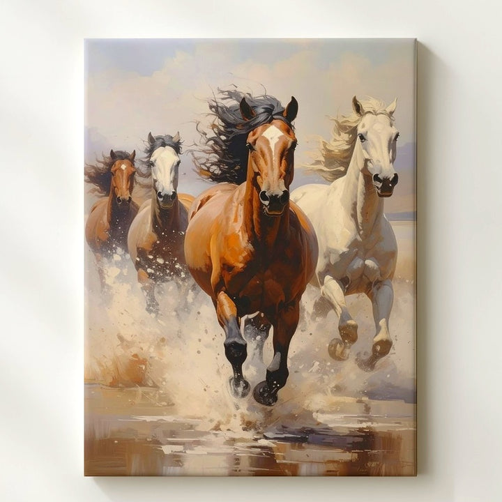 Wild Charge Canvas – Dynamic Herd of Horses in Motion - Gifitto