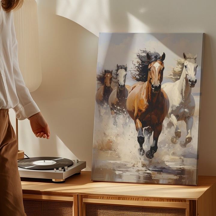 Wild Charge Canvas – Dynamic Herd of Horses in Motion - Gifitto