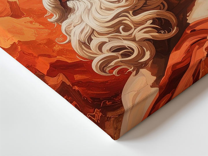Elder Sage Mural Canvas – Stylized Wisdom Portrait with Fiery Texture - Gifitto