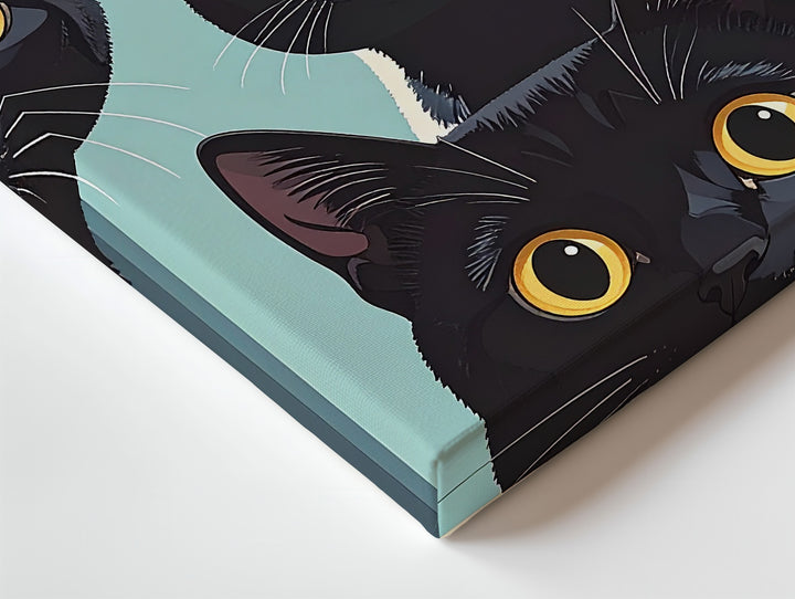 Curious Cat Trio Canvas – Whimsical Peeking Feline Wall Art - Gifitto