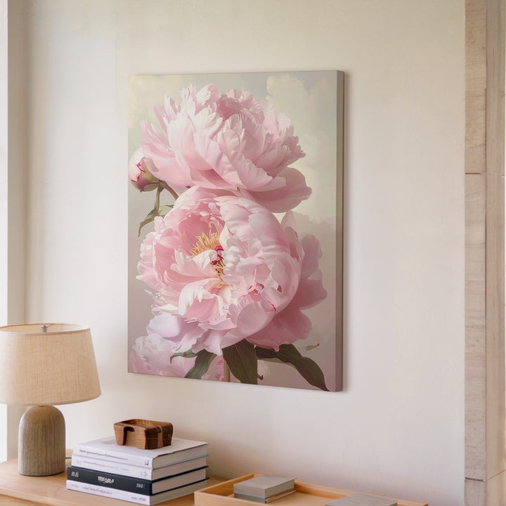 Romantic Peony Blossom Canvas – Soft-Focus Floral Art - Gifitto