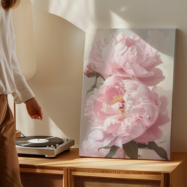 Romantic Peony Blossom Canvas – Soft-Focus Floral Art - Gifitto