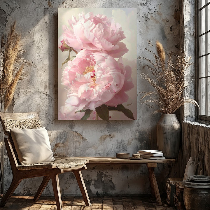 Romantic Peony Blossom Canvas – Soft-Focus Floral Art - Gifitto