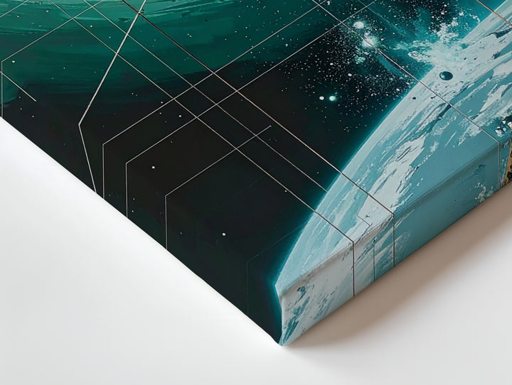 Cosmic Portal Canvas – Floating Planets & Energy Swirls in Deep Space Art - Gifitto