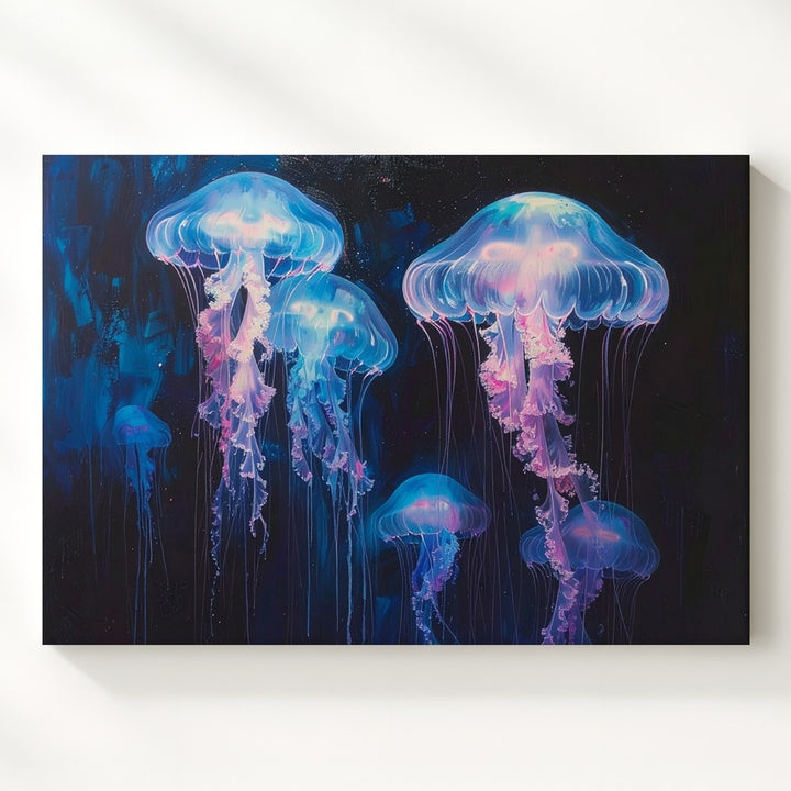 Ethereal Jellyfish Canvas – Dreamlike Deep-Sea Glowing Creatures Wall Art - Gifitto