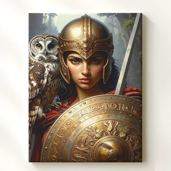 Athena Warrior Goddess Canvas – Divine Strength and Wisdom Portrait - Gifitto