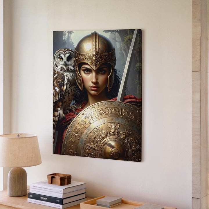 Athena Warrior Goddess Canvas – Divine Strength and Wisdom Portrait - Gifitto