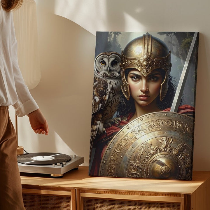 Athena Warrior Goddess Canvas – Divine Strength and Wisdom Portrait - Gifitto