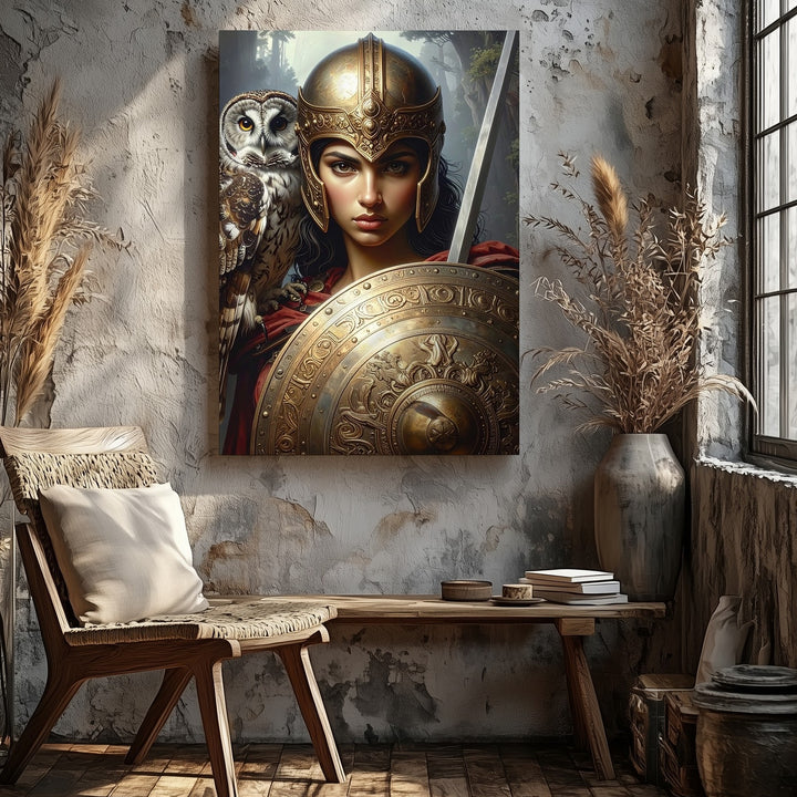 Athena Warrior Goddess Canvas – Divine Strength and Wisdom Portrait - Gifitto