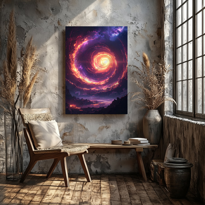 Fiery Vortex Canvas – Swirling Cosmic Energy & Nebula Mystery Art - Gifitto