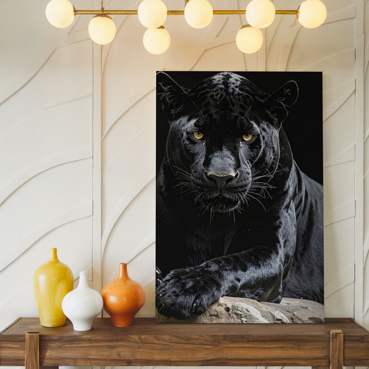 Black Panther Power Canvas – Photorealistic Big Cat in Shadow Wall Art - Gifitto