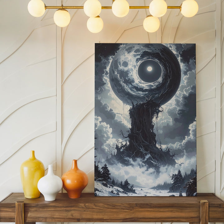 Celestial Spiral Tree Canvas – Mystical Cosmic Landscape Art - Gifitto